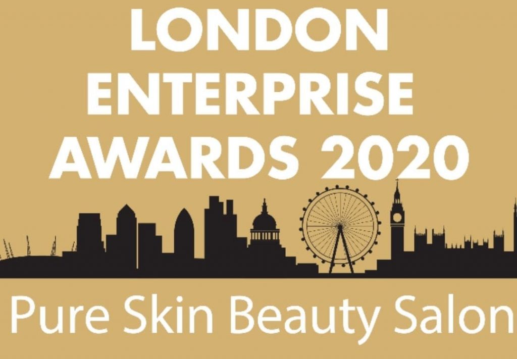 Award Winning Laser Hair Removal: Image of the London Enterprise Awards 2020 winner's certification for Pure Skin Beauty.