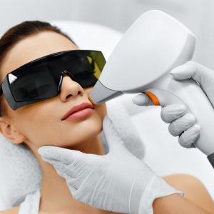 Benefits of Laser Hair Removal: Image of a woman having laser hair removal treatments performed on her upper lip.