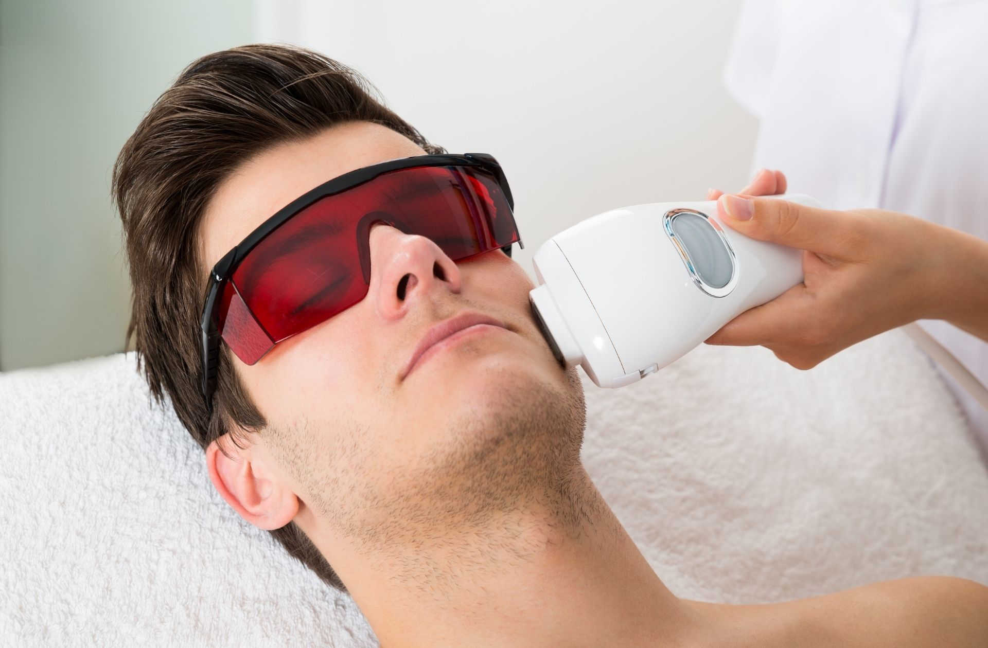 Laser Hair Removal for the Face - Man Mid Treatment - Pure Skin Beauty